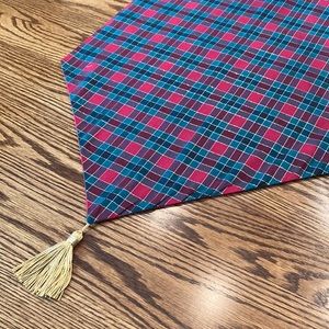 Handmade reversible red/green/gold table runner